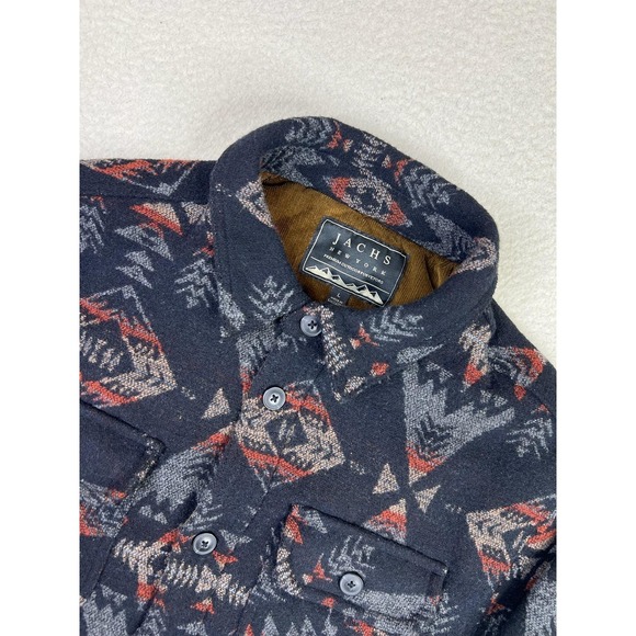 JACHS New York Jacket Mens Large Blue Aztec Shirt Jacket Sherpa Lined Flannel - Picture 3 of 9